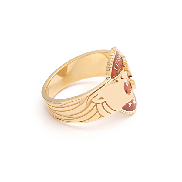 Strength | Cigar Band | Red Ceramic, Diamond, Yellow Gold
