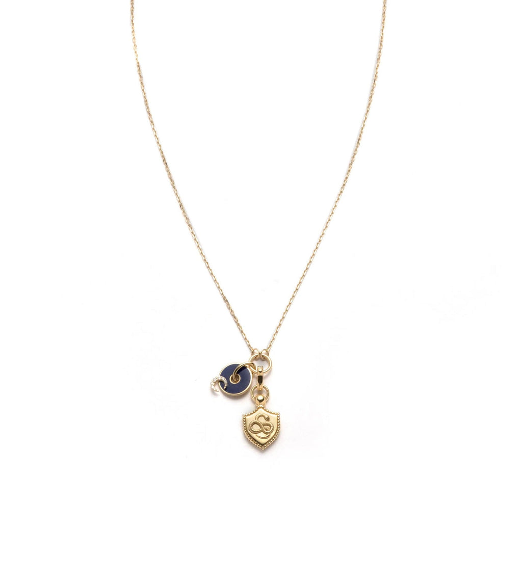 18K Yellow Gold Blue Crescent : Symbol Champleve Enamel Disk Drop Necklace – FoundRae