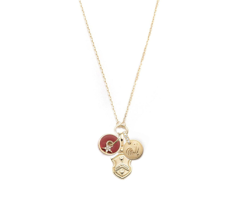 18K Yellow Gold Red Star : Symbol Champleve Enamel Disk Drop Necklace – FoundRae