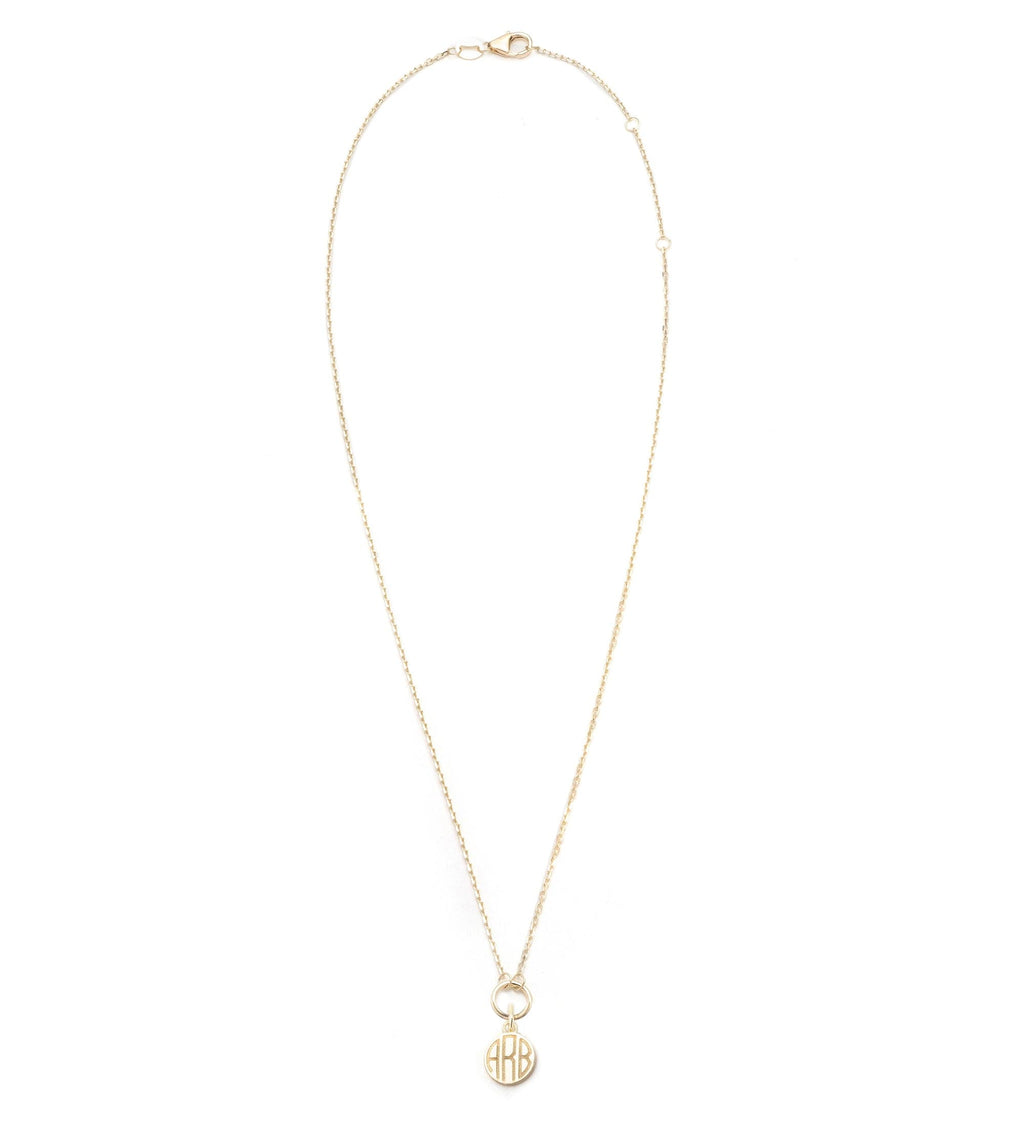 18K Yellow Gold Engraved Initials Disk Drop Necklace – FoundRae