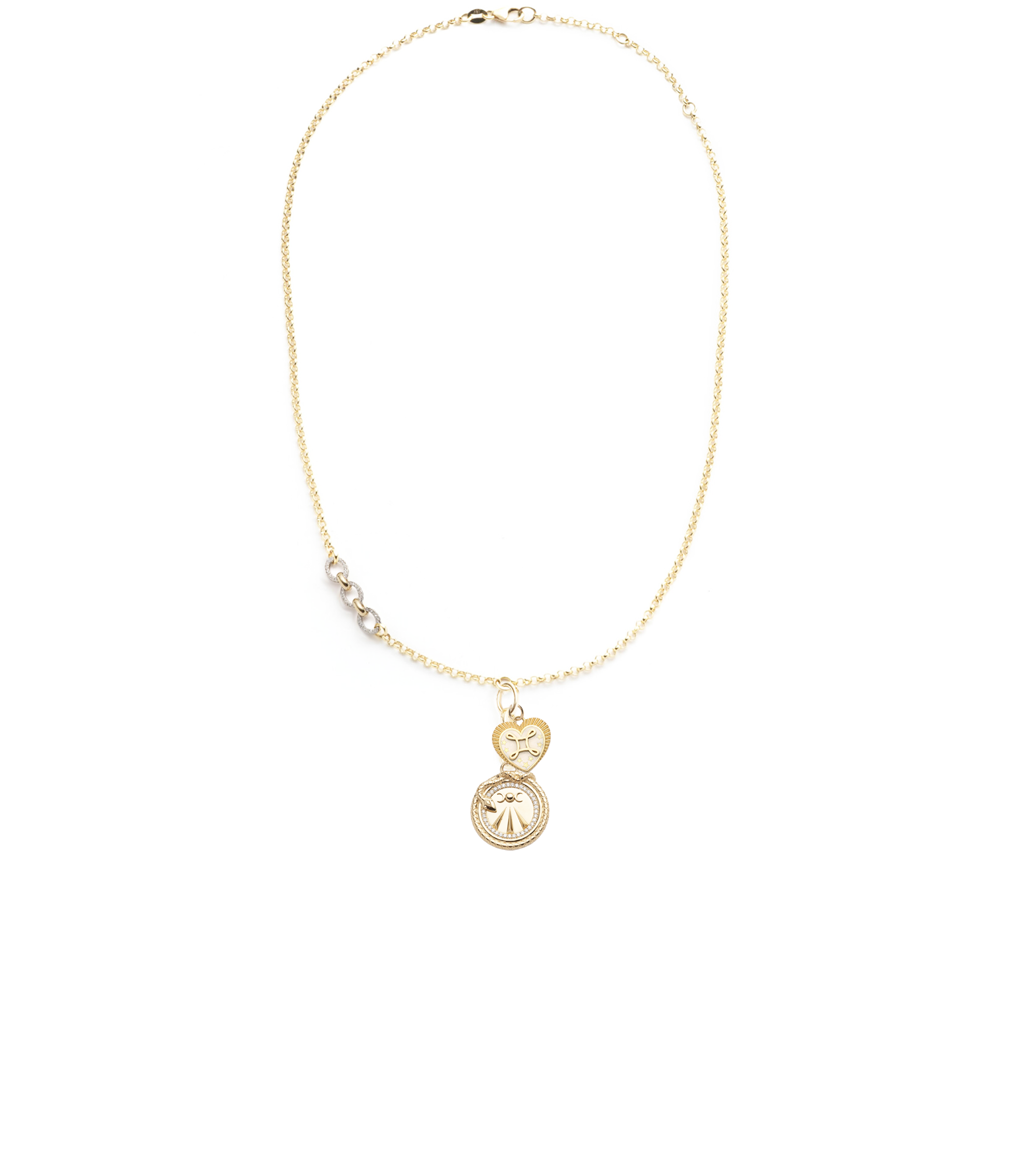 Wholeness & Love : Pave Small Belcher Flexible Extension Chain Necklace