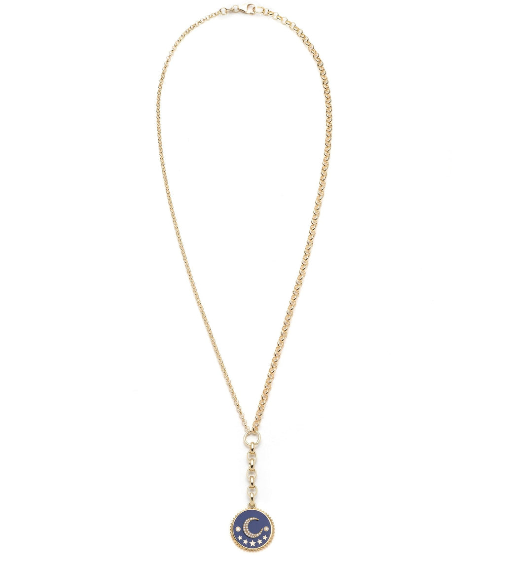 18K Yellow Gold Blue Crescent : Champleve Medium Mixed Belcher Extension Chain Necklace – FoundRae