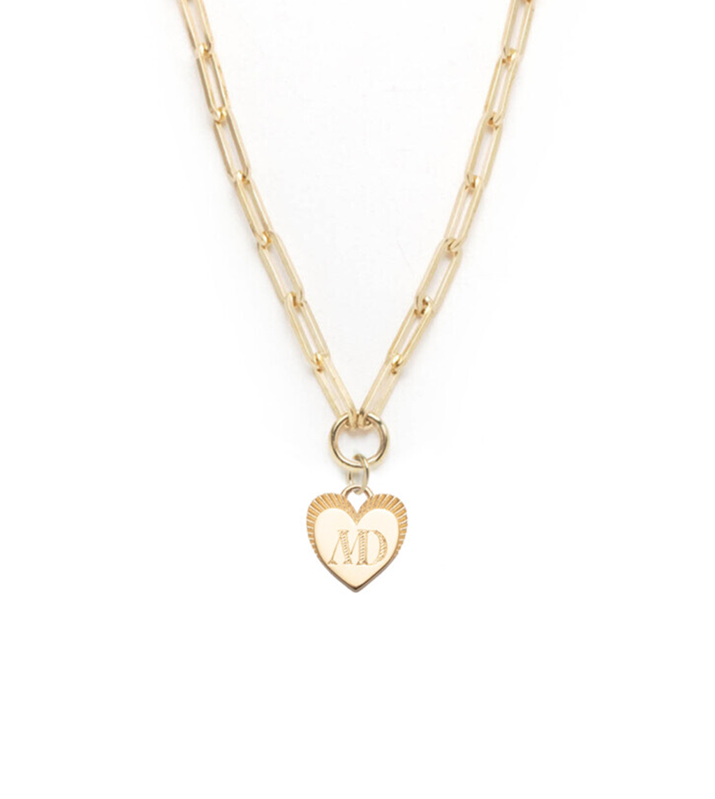 18K Yellow Gold Engravable Heart : Classic Fob Clip Necklace – FoundRae