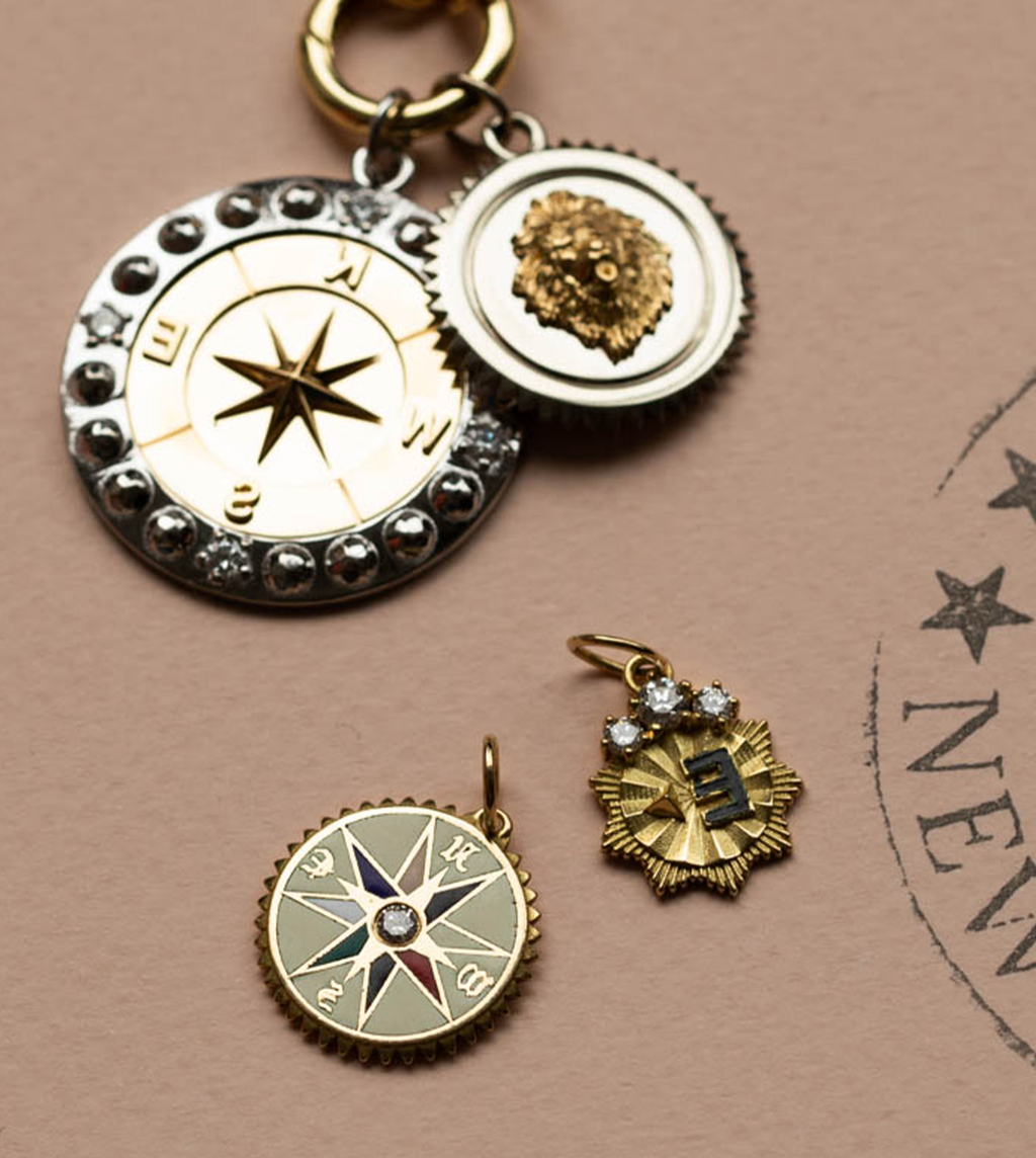 18K Yellow Gold Cream Internal Compass : Petite Champleve Medallion – FoundRae