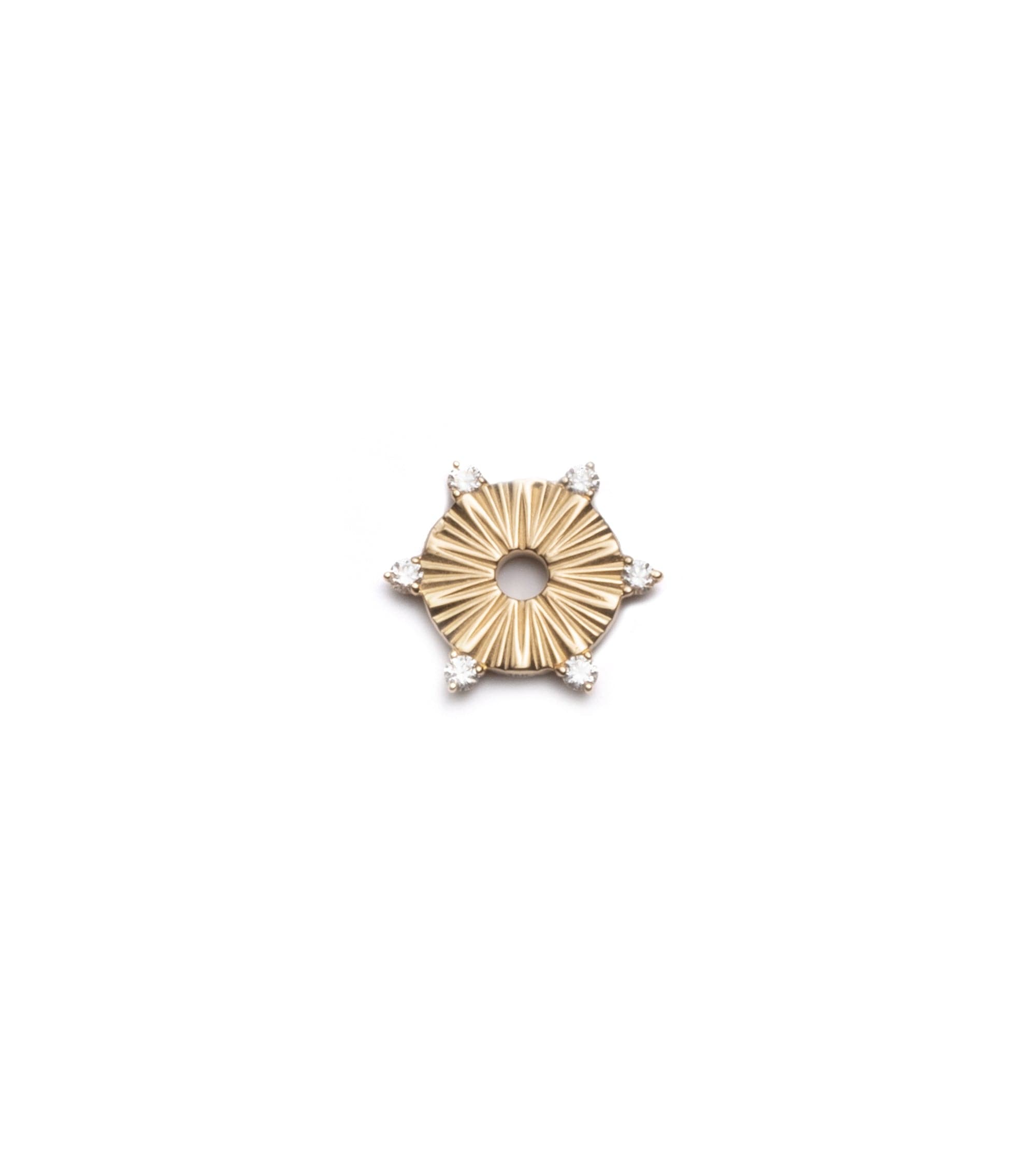 Foundrae | Spade Reverie Gold Symbol Disk Petite Chubby Fob Earring 18K Yellow Gold Size 14mm