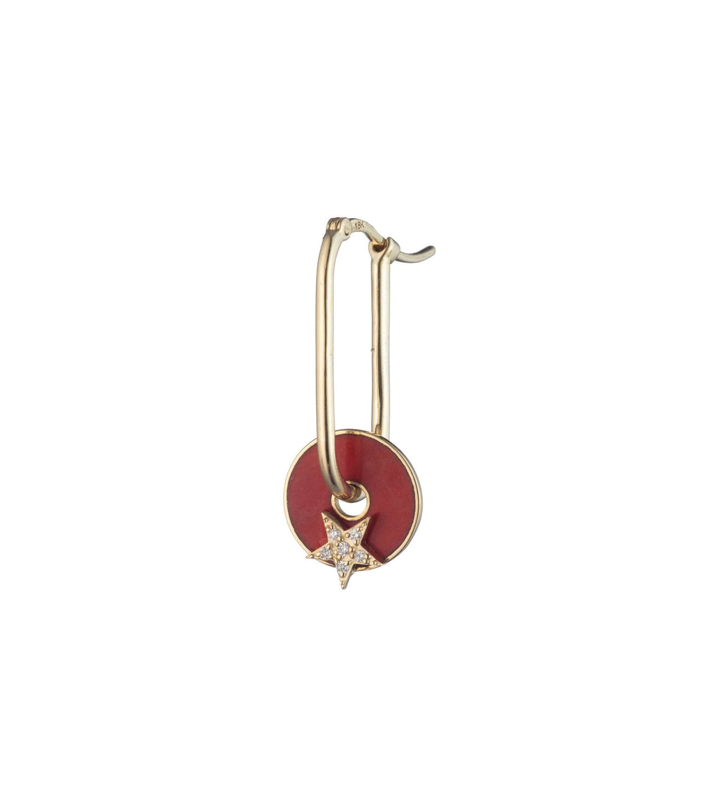 18K Yellow Gold Red Star - Strength : Champleve Symbol Disk – FoundRae