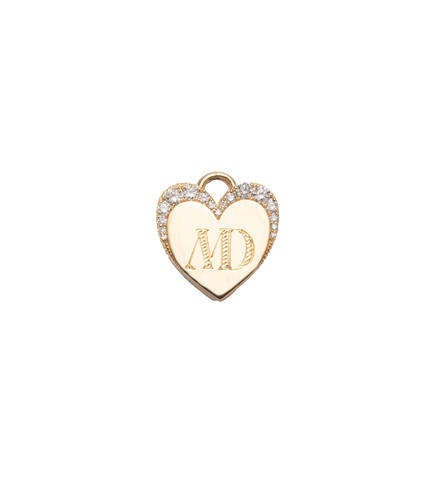Pave Engravable Heart : Miniature Medallion