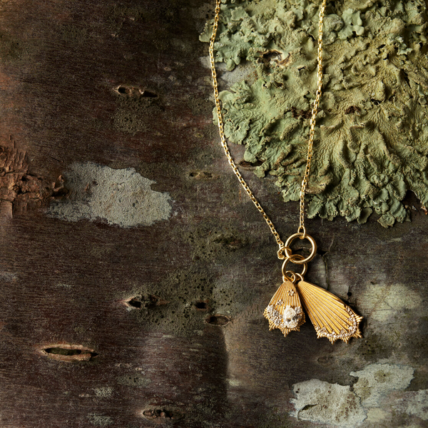 Encrusted Butterfly Wings : Miniature Medallion Necklace