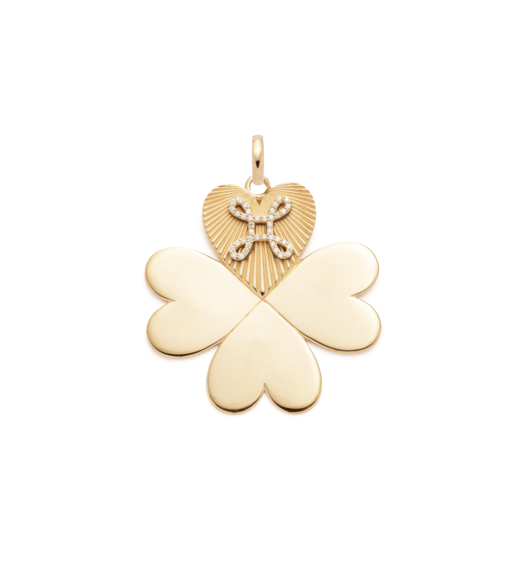 Four Heart Clover with Pave True Love Knot: Oversized Medallion with Annex Link view 1