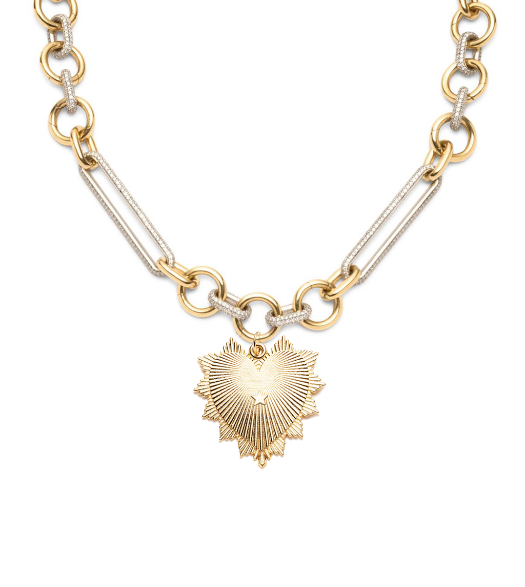 Custom Heart Love Token : Oversized Pave Mixed Clip Necklace view 1