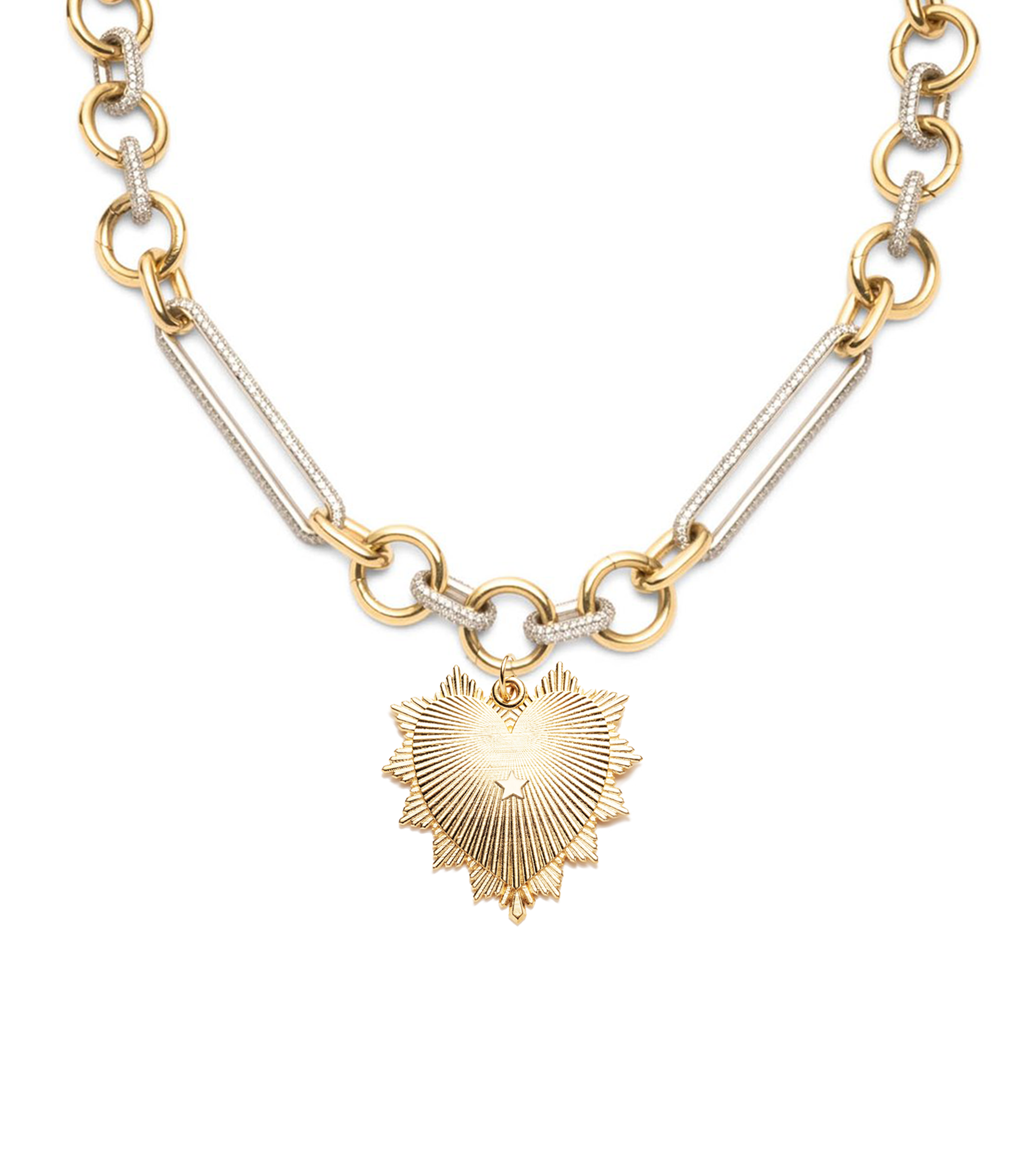 Foundrae Small Mixed Clip Diamond Sister Hook Heart Ingot Bracelet