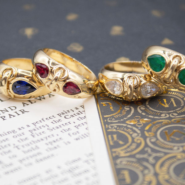 True Love | Forever & Always a Pair Gemstone Ring | Blue Sapphire, Yellow Gold