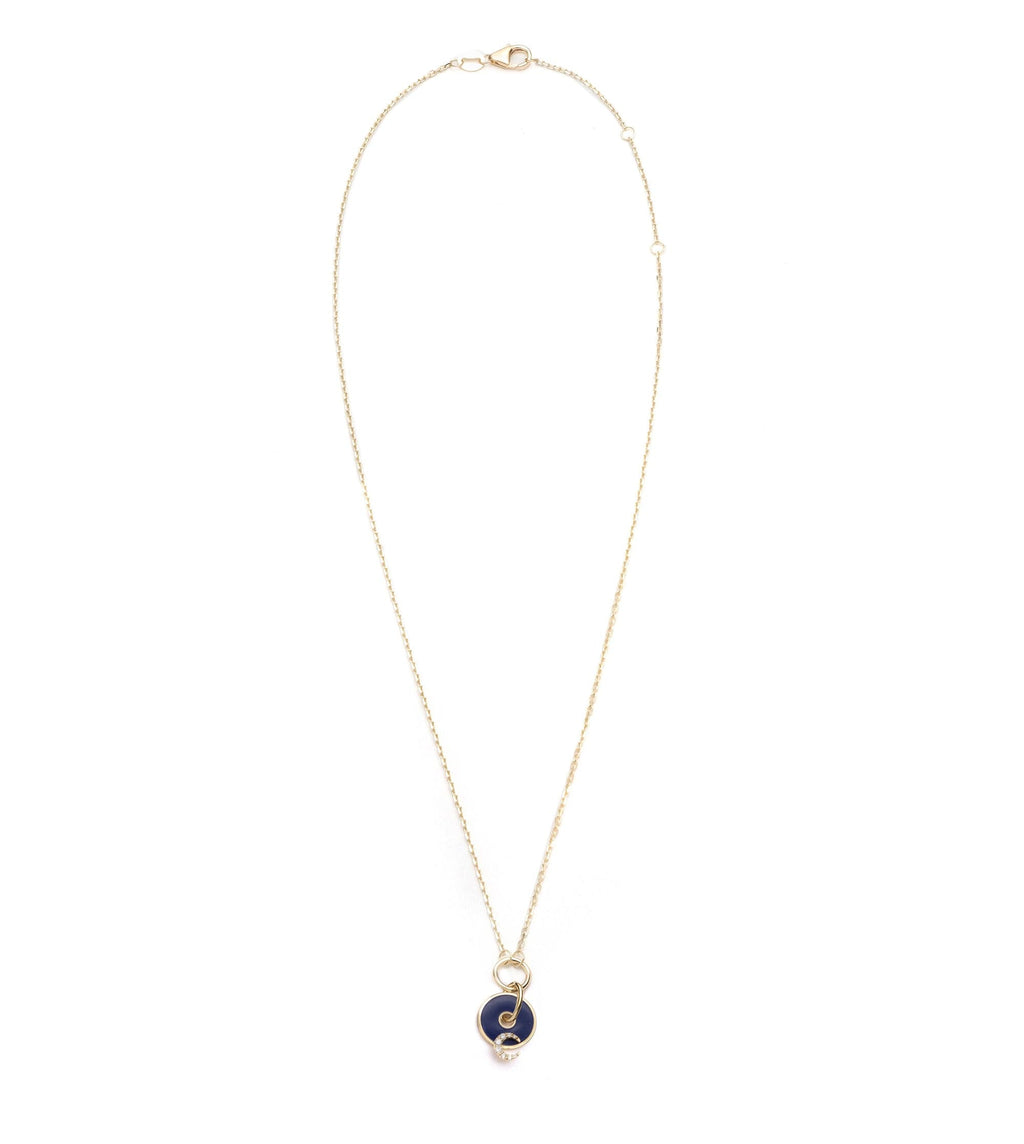 18K Yellow Gold Blue Crescent : Symbol Champleve Enamel Disk Drop Necklace – FoundRae