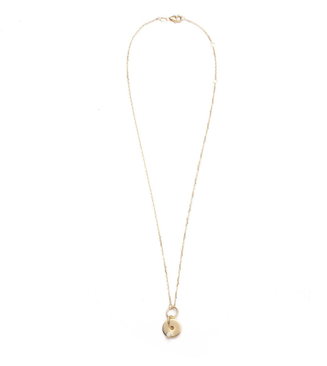 18K Yellow Gold Diamond Symbol Disk Drop Necklace – FoundRae